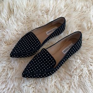 Steve Madden studded black suede flats. Never worn. Size 6